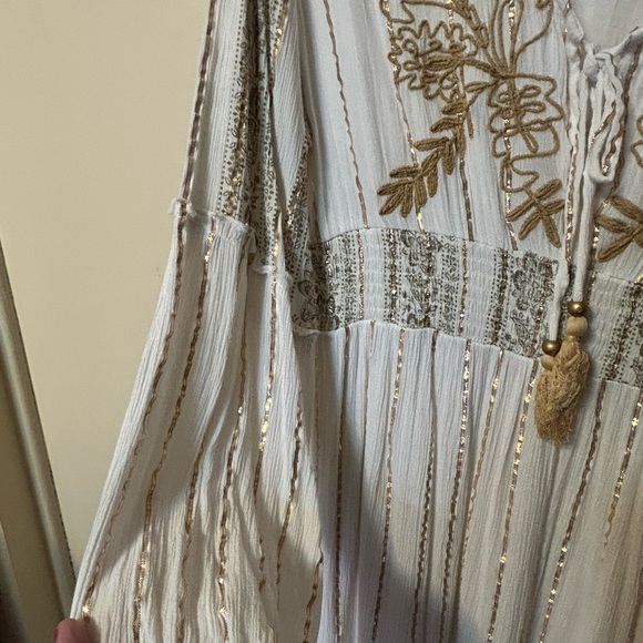Magic White and Gold Embroidered Maxi Dress - Picture 6 of 12